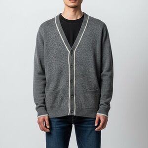Mantles Wool Cashmere Cardigan Sweater Grey